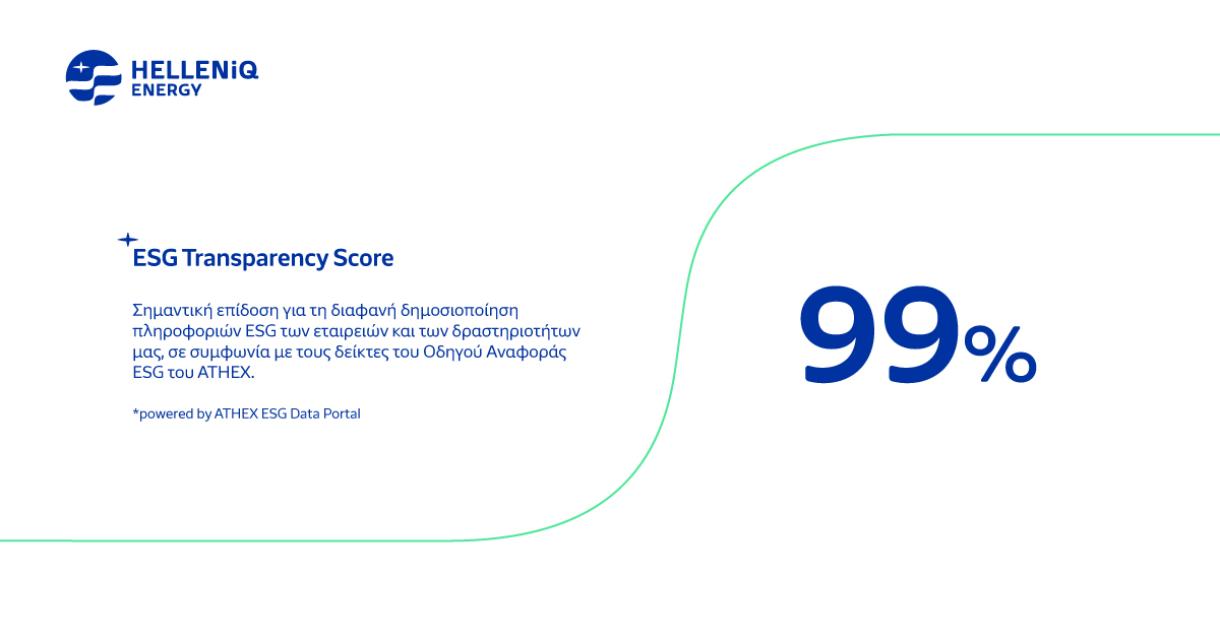 Βαθμολογία 99% στο ATHEX ESG Data Portal – κορυφαία κατάταξη μεταξύ 92 εταιρειών 